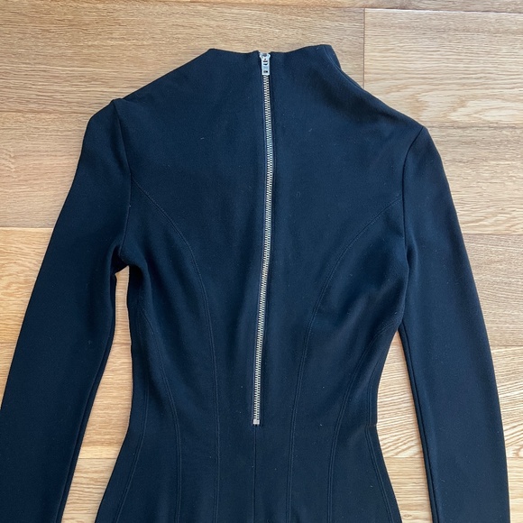 Helmut Lang Black Asymmetrical Long Sleeve Mini Dress Size 2 - Picture 5 of 6